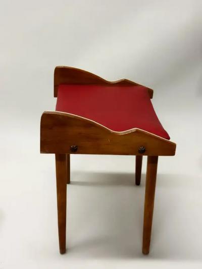 Gio Ponti Pair of Italian Mid Century Modern Wood Benches Stools Attributed to Gio Ponti