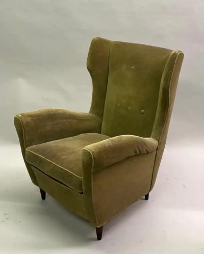 Gio Ponti Pair of Italian Mid Century Wingback Lounge Chairs by Gio Ponti Model 512