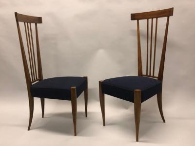 Gio Ponti Pair of Italian Midcentury Modern Walnut Side Chairs Circle of Gio Ponti