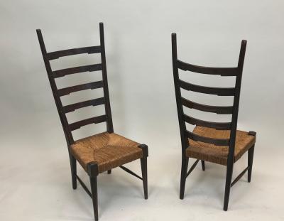 Gio Ponti Pair of Italian Modern Craftsman Side Chairs Attr to Gio Ponti circa 1939