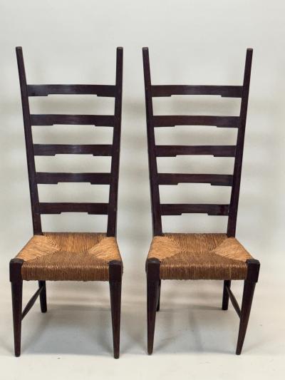 Gio Ponti Pair of Italian Modern Craftsman Side Chairs Attr to Gio Ponti circa 1939