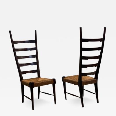 Gio Ponti Pair of Italian Modern Craftsman Side Chairs Attr to Gio Ponti circa 1939