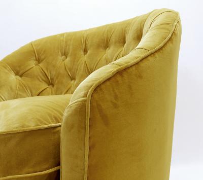 Gio Ponti Pair of Italian Yellow Velvet Armchairs by Gio Ponti