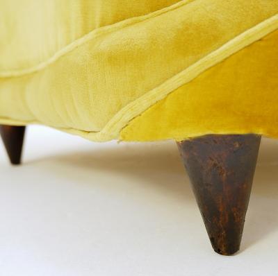 Gio Ponti Pair of Italian Yellow Velvet Armchairs by Gio Ponti