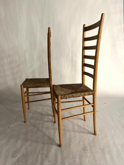 Gio Ponti Pair of Laddrback Chairs after Gio Ponti
