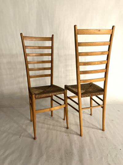 Gio Ponti Pair of Laddrback Chairs after Gio Ponti