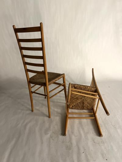 Gio Ponti Pair of Laddrback Chairs after Gio Ponti