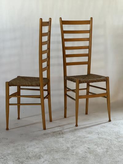 Gio Ponti Pair of Laddrback Chairs after Gio Ponti