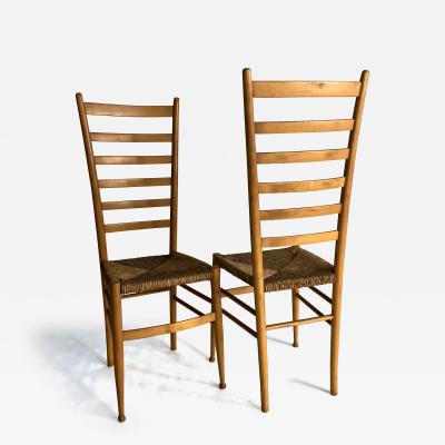 Gio Ponti Pair of Laddrback Chairs after Gio Ponti