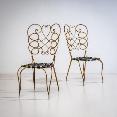 Gio Ponti Pair of Metal Side Chairs by Gio Ponti for Casa e Giardino Italy 1950s