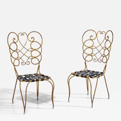 Gio Ponti Pair of Metal Side Chairs by Gio Ponti for Casa e Giardino Italy 1950s