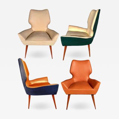 Gio Ponti Pair of Mid Century Modern Gio Ponti Style Chairs 1950s