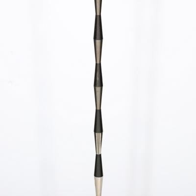 Gio Ponti Pair of MidCentury Geometric Polished Nickel Gunmetal Floor Lamps by Gio Ponti