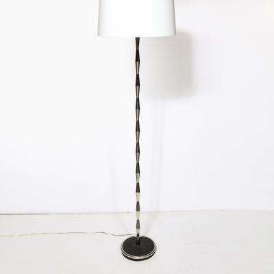 Gio Ponti Pair of MidCentury Geometric Polished Nickel Gunmetal Floor Lamps by Gio Ponti