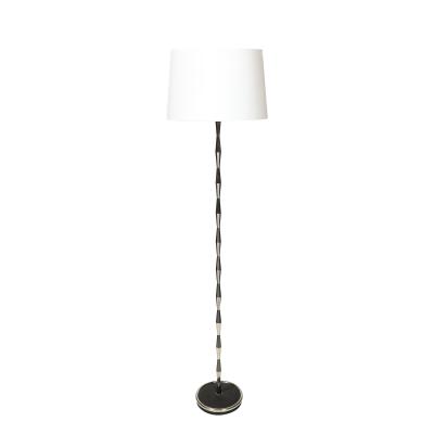 Gio Ponti Pair of MidCentury Geometric Polished Nickel Gunmetal Floor Lamps by Gio Ponti
