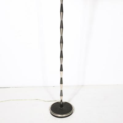 Gio Ponti Pair of MidCentury Geometric Polished Nickel Gunmetal Floor Lamps by Gio Ponti