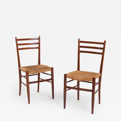 Gio Ponti Pair of Midcentury Teak and Rush Chairs by Otto Gerdau