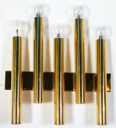 Gio Ponti Pair of Modern Brass Sconces Attributed to Gio Ponti 1970