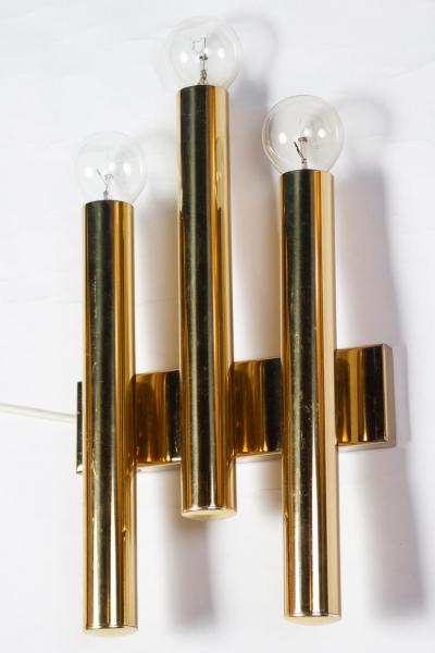 Gio Ponti Pair of Modern Brass Sconces Attributed to Gio Ponti 1970
