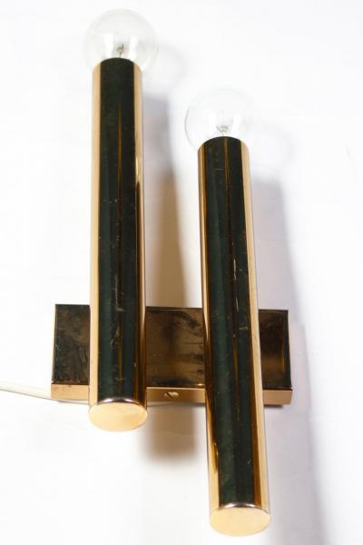 Gio Ponti Pair of Modern Brass Sconces Attributed to Gio Ponti 1970