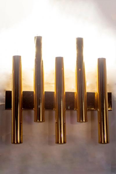 Gio Ponti Pair of Modern Brass Sconces Attributed to Gio Ponti 1970