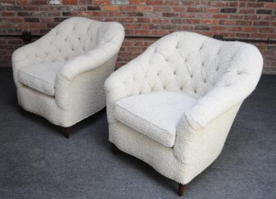 Gio Ponti Pair of Sculptural Italian Modern Boucl Lounge Chairs Attributed to Gio Ponti