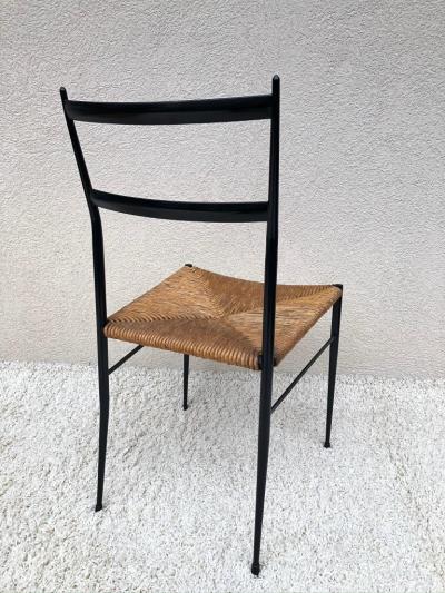 Gio Ponti Pair of Superlegga Style Chairs Metal Black Enameled Finish style of Gio Ponti