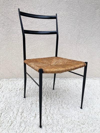 Gio Ponti Pair of Superlegga Style Chairs Metal Black Enameled Finish style of Gio Ponti