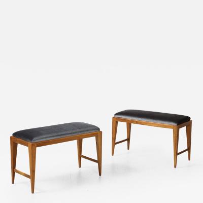 Gio Ponti Pair of Upholstered Benches Attributed to Gio Ponti