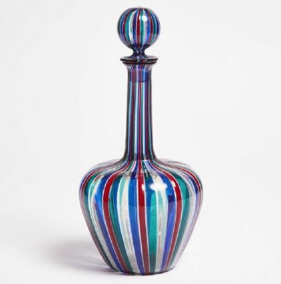 Gio Ponti Polychrome Glass Decanter by Gio Ponti for Venini