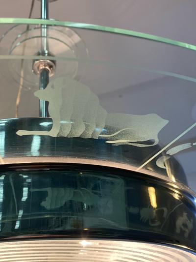 Gio Ponti RARE EXCEPTIONAL ART DECO GLASS ZODIAC DESIGN CHANDELER BY GIO PONTI