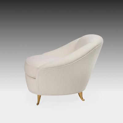 Gio Ponti Rare Pair of Ivory Boucl and Gilt Metal Armchairs by Gio Ponti