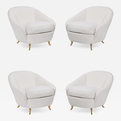 Gio Ponti Rare Set of Four Lounge Chairs in Ivory Bloucle by Gio Ponti for ISA