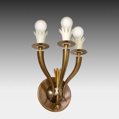Gio Ponti Rare Set of Three Three Arm Sconces by Gio Ponti and Emilio Lancia