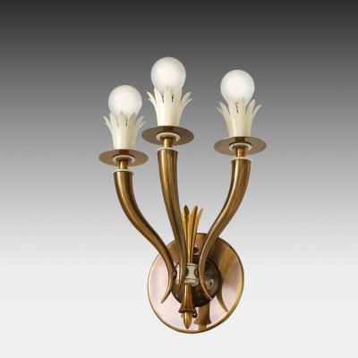 Gio Ponti Rare Set of Three Three Arm Sconces by Gio Ponti and Emilio Lancia