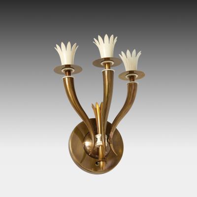 Gio Ponti Rare Set of Three Three Arm Sconces by Gio Ponti and Emilio Lancia