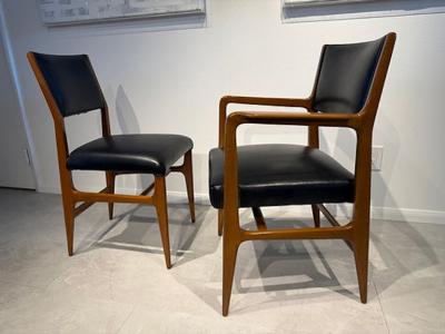 Gio Ponti Set of 12 Italian Modern Walnut Dining Chairs Gio Ponti for Cassina 1953