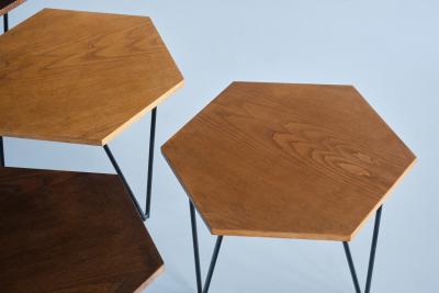 Gio Ponti Set of 7 Gio Ponti Modular Hexagonal Coffee Tables ISA Bergamo Italy 1950s