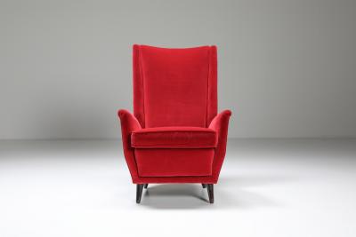 Gio Ponti Set of Italian Red Armchairs by Gio Ponti 1950s