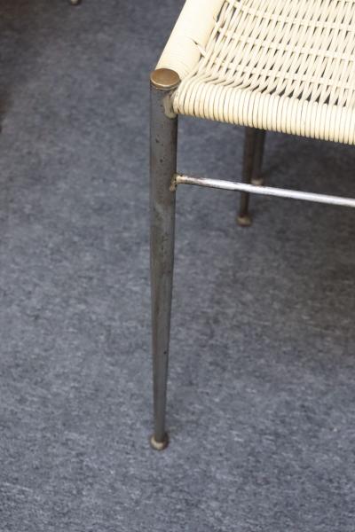 Gio Ponti Set of Six Italian Modernist Steel and Brass Dining Chairs After Gio Ponti