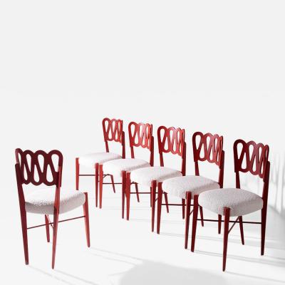 Gio Ponti Set of six Gio Ponti chairs in Boucl for Montina