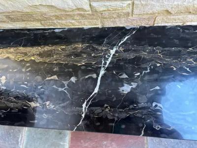 Gio Ponti Sexy Italian Gio Ponti style Black Marble Rectangular Coffee Table Brass legs