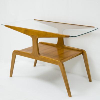 Gio Ponti Side table in wood and glass by Gio Ponti circa 1950