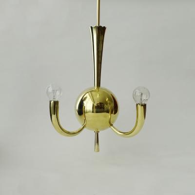 Gio Ponti Small Italian 1930s Art Deco Brass Three Lights Ceiling Lamp