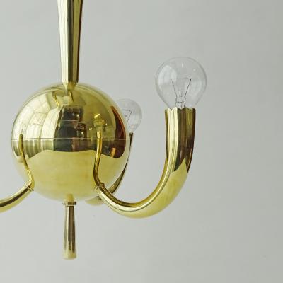 Gio Ponti Small Italian 1930s Art Deco Brass Three Lights Ceiling Lamp