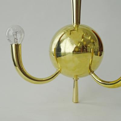 Gio Ponti Small Italian 1930s Art Deco Brass Three Lights Ceiling Lamp