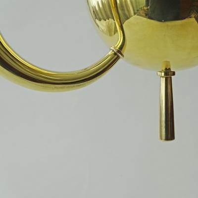 Gio Ponti Small Italian 1930s Art Deco Brass Three Lights Ceiling Lamp