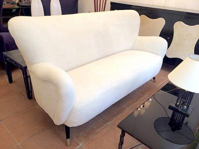 Gio Ponti Style of Gio Ponti Set of One Couch and Two Chairs in Wool Faux Fur