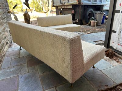 Gio Ponti Stylish Italian Gio Ponti Style 2 Piece Sectional Sofa Brass Leg Mid Century