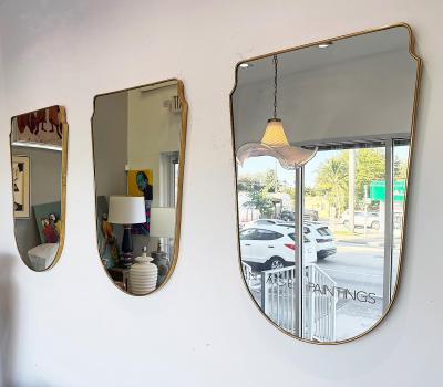 Gio Ponti Substantial Mid 20th Century European Brass Shield Mirror 3 Available Per item